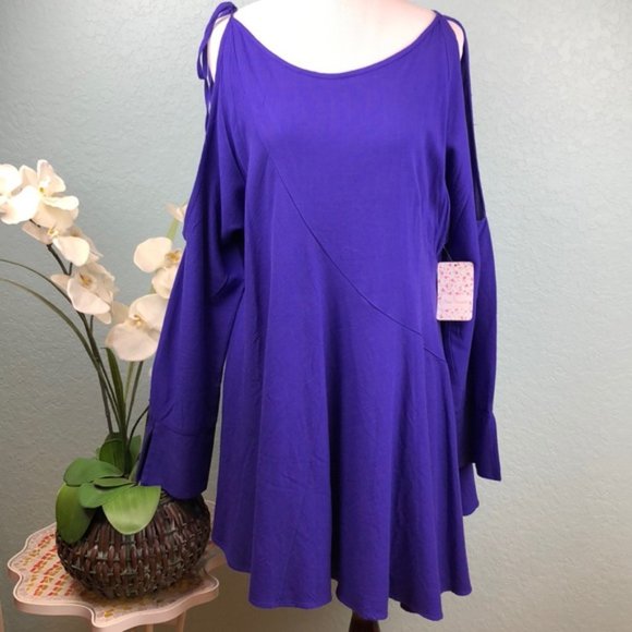 Free People Violet Cold Shoulder Long Sleeve Tunic - Picture 3 of 9